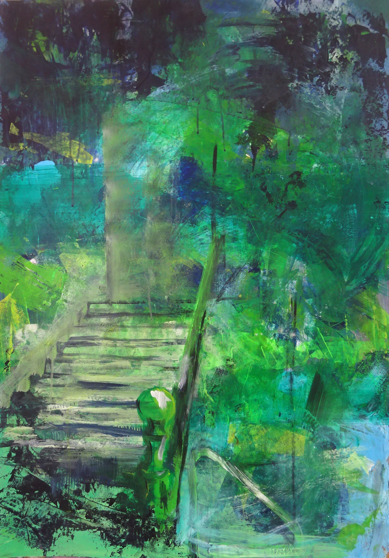 Bild von Franziska Morgner-Fanderl - Die Treppe Acryl auf Pappe 70 x 100